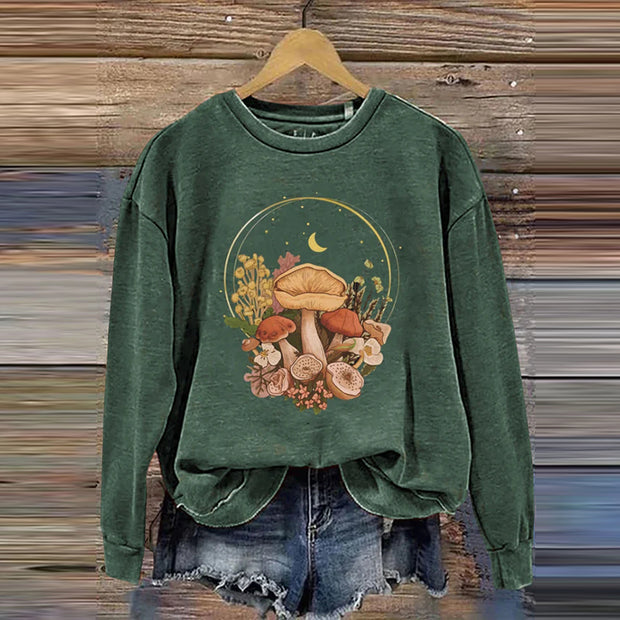 Vintage Mushroom Cottagecore Aesthetic Magic Print Sweatshirt