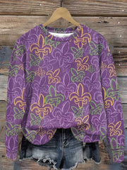 Retro Mardi Gras Print Sweatshirt