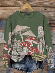 Women's Colorful Mushrooms Morchella Print Casual Sweatshirt