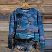 Lahaina Beach Print Crewneck Sweatshirt