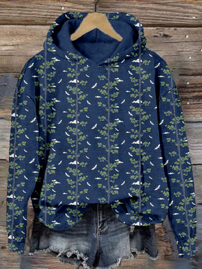 Forest Crane Japanese Art Graphic Cozy Hoodie