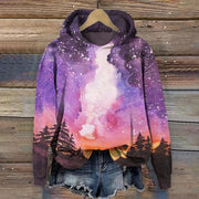 Forest Silhouette With Dusk Print Hoodie