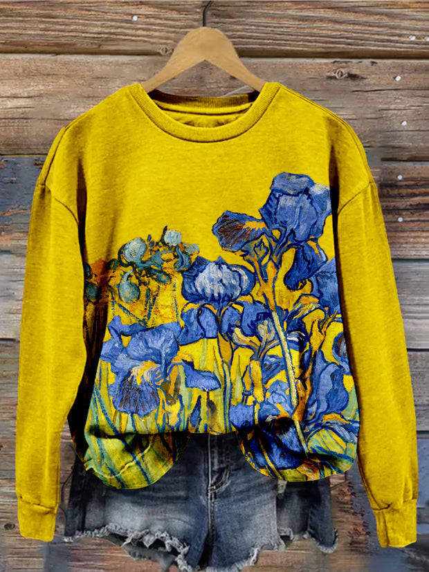 Classy Irises Art Inspired Graphic Cozy Sweatshirt