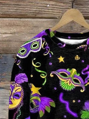 Women's Mardi Gras Print Long Sleeve Sweatshirt