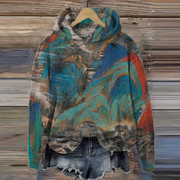 Women's Vintage Chinese Landscape Art Pattern Print Hoodie