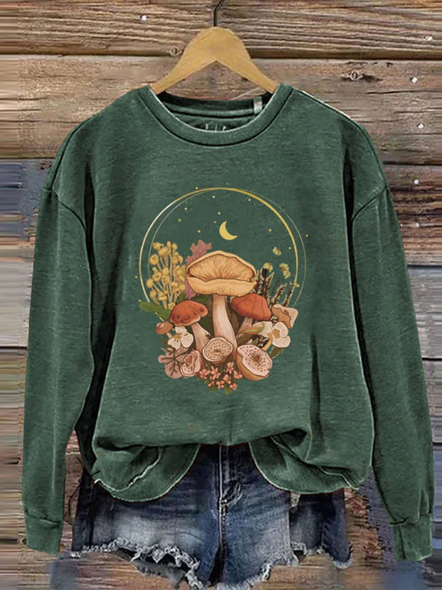 Vintage Mushroom Cottagecore Aesthetic Magic Print Sweatshirt