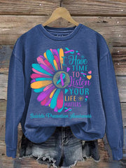 Suicide Prevention Ladies' Casual Printed Sweatshirt