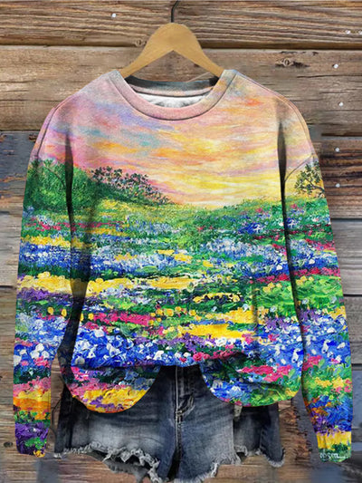 Wildflower Oil Painting Art Comfy Sweatshirt