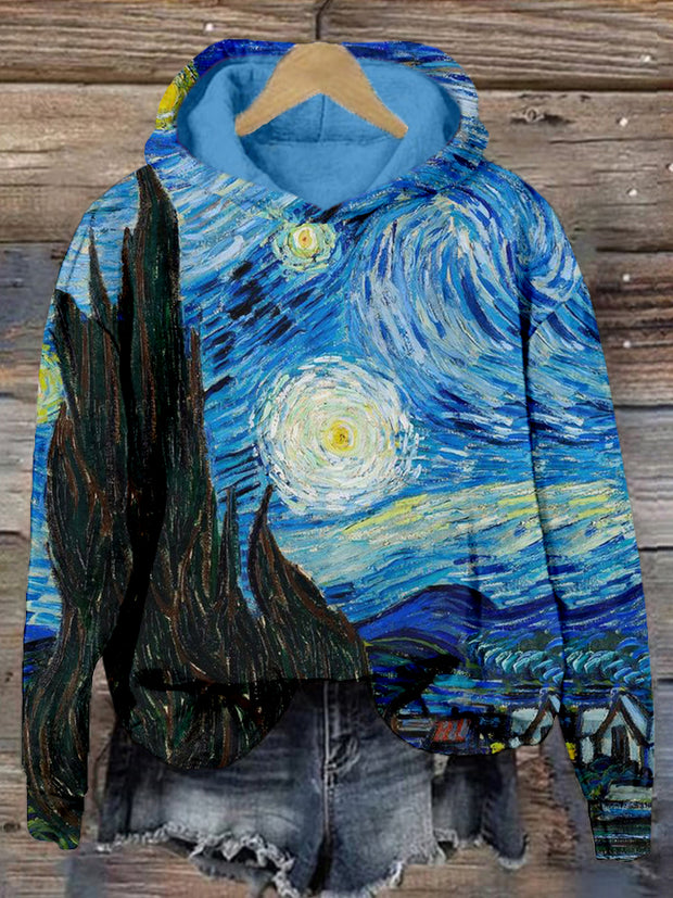 The Starry Night Graphic Vintage Cozy Hoodie