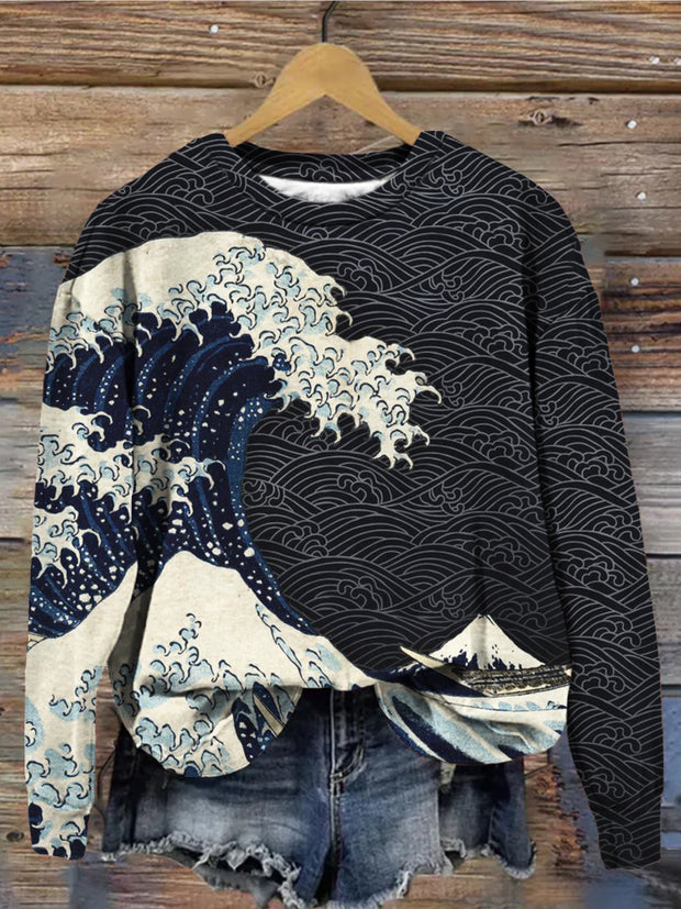 Wave Inspired Graphic Comfy Sweatshirt