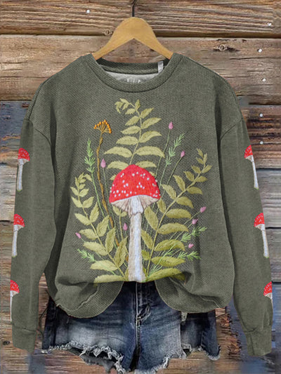 Women's Forest Mushroom Print Casual Sweatshirt