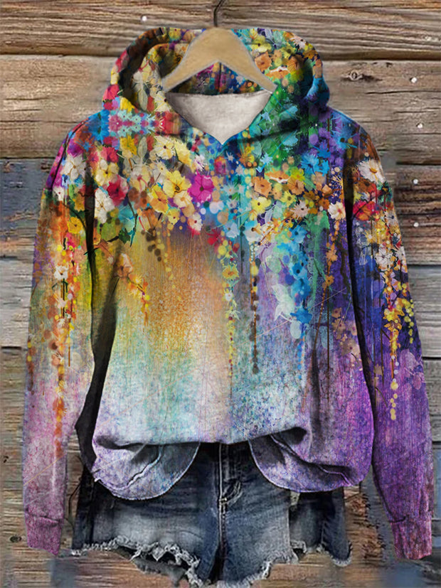 Elegant Flowers Gradient Art Cozy Hoodie