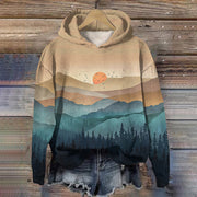 Forest Print Casual Long Sleeve Hoodie