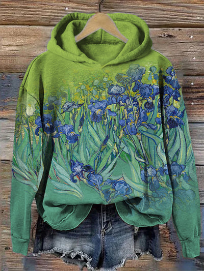 Irises Inspired Gradient Contrast Cozy Hoodie