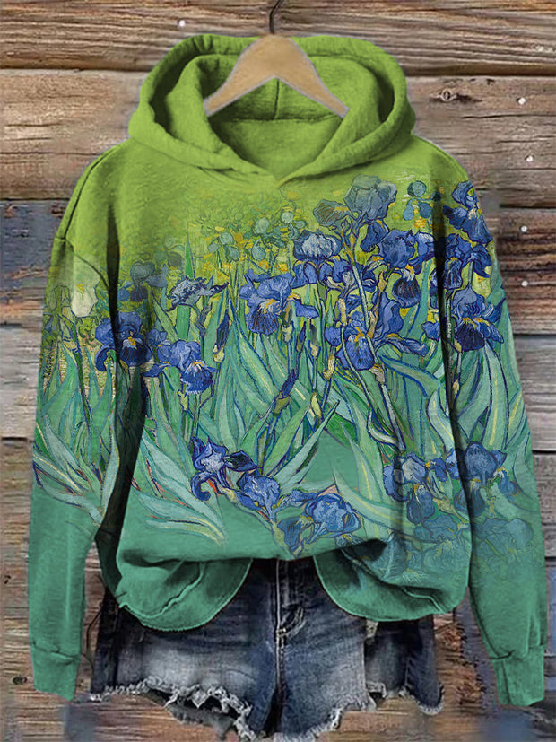 Irises Inspired Gradient Contrast Cozy Hoodie