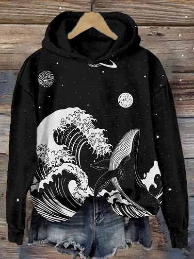 The Great Wave Off Whale Art Comfy Hoodie