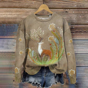 Women's Forest Elk Print Casual Sweatshirt