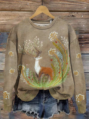 Women's Forest Elk Print Casual Sweatshirt