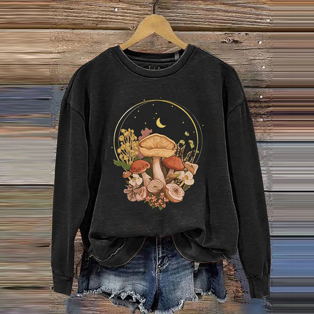 Vintage Mushroom Cottagecore Aesthetic Magic Print Sweatshirt