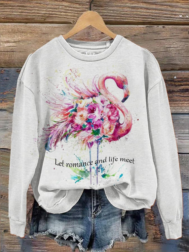 Casual Fashion Flame Bird Print Sweatshirt