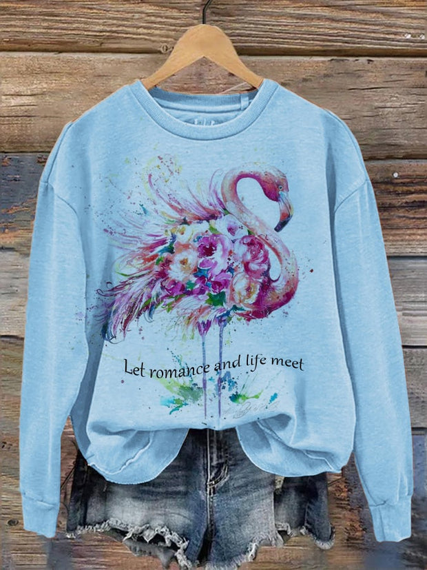 Casual Fashion Flame Bird Print Sweatshirt