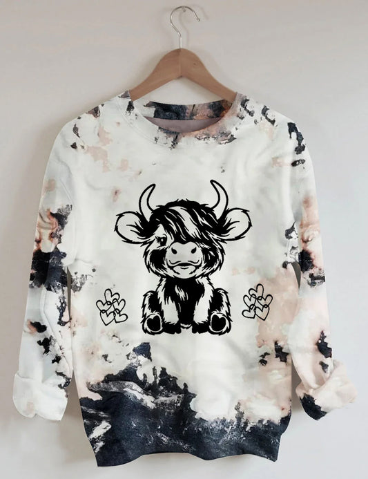 Unisex Highland Cow Casual Graphic Sweatshirt