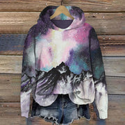 Watercolor Mountain Scene Print Hoodie