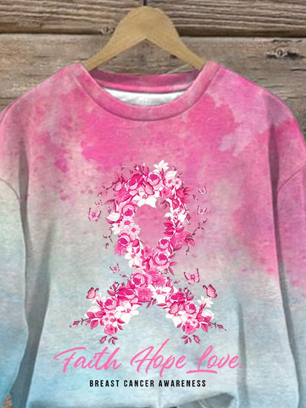 Breast Cancer Women's Printed Casual Long Sleeve Sweatshirt