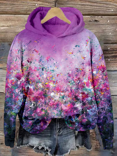 Abstract Flowers Art Crew Neck Vintage Hoodie