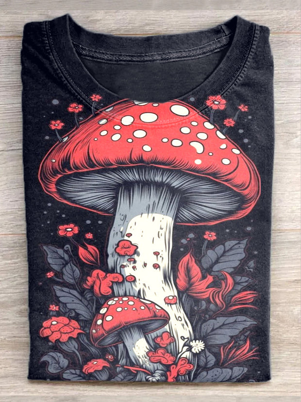 Unisex Magic Mushroom Illustration Casual Short Sleeve T-Shirt