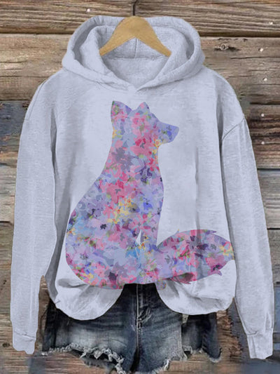 Women's Loose Casual Animal Floral Print Hoodie