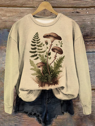 Botanical Mushroom Art Unisex Crew Neck Long Sleeve Sweatshirt