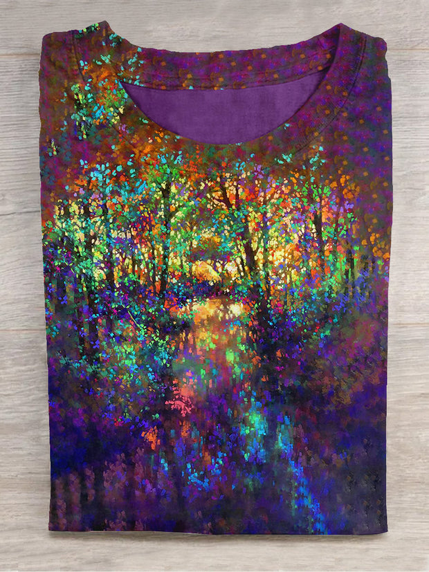 Unisex Rainbow Forest Art Print Short Sleeve T-Shirt