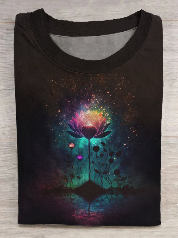 Unisex Lotus Art Abstract Print T-Shirt