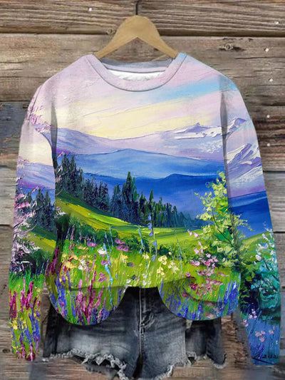 Unisex Landscape Oil Painting Art Abstract Print Sweatshirt