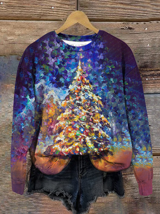 Christmas Eve Christmas Star Art Print Crew Neck Long Sleeve Sweatshirt
