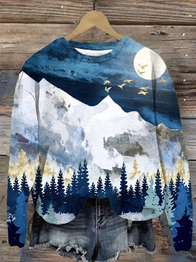 Unisex Landscape Art Abstract Print Sweatshirt