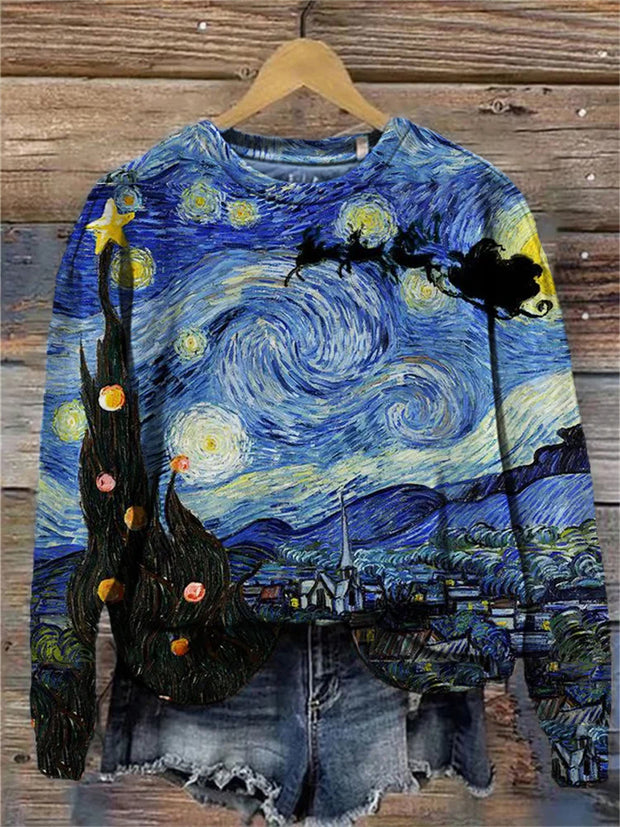 Unisex Christmas Oil Painting Art Abstract Print Sweatshirt