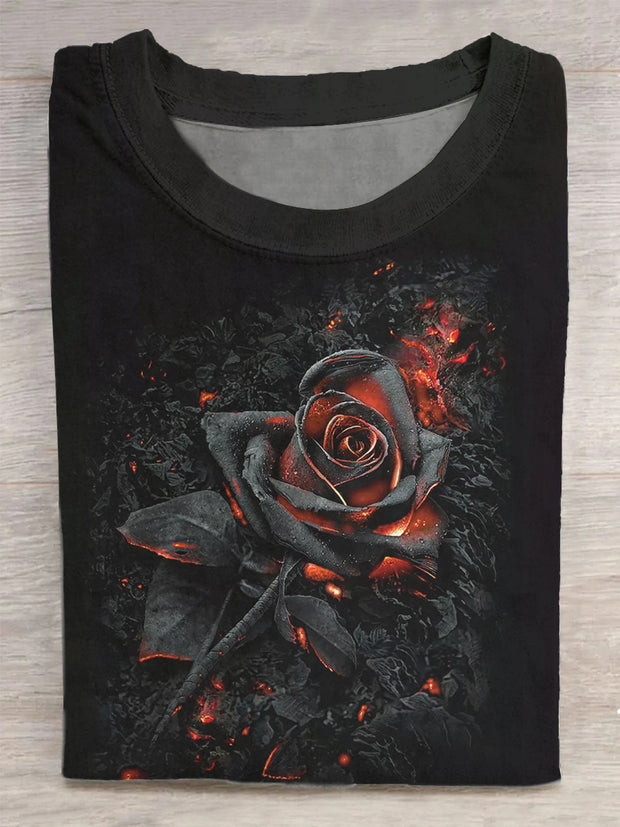 Unisex Dark Night Rose Art Print T-Shirt