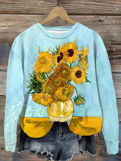 Unisex Floral Oil Painting Art Abstract Print Sweatshirt