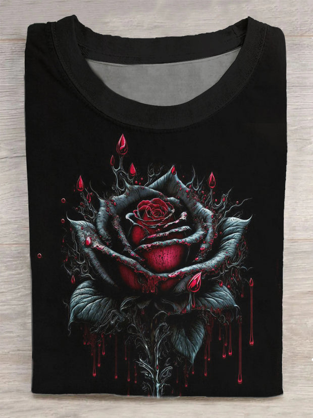 Unisex Dark Night Rose Art Print T-Shirt