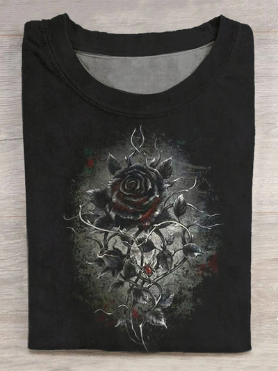 Unisex Dark Night Rose Art Print T-Shirt