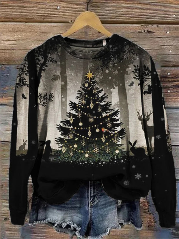 Unisex Christmas Tree Art Abstract Print Sweatshirt