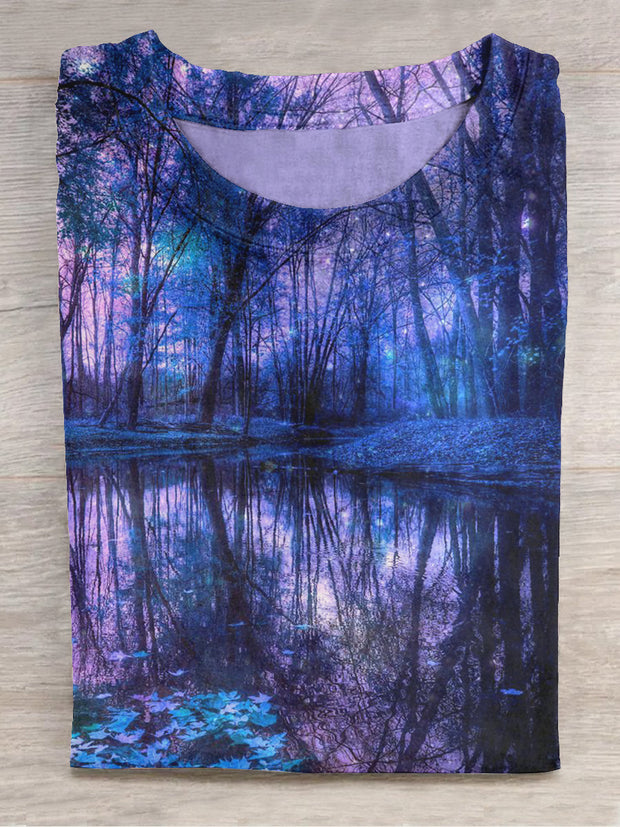 Purple Jungle Art Print Unisex Round Neck T-Shirt