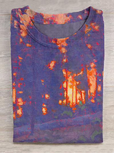 Unisex Sunset Art Series Printed Round Neck T-Shirt