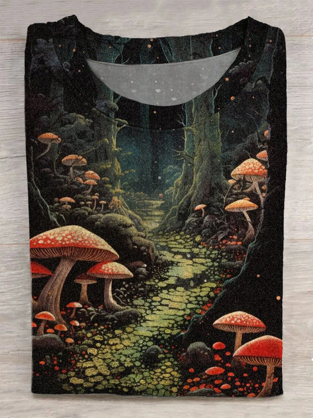 Unisex Mushroom Art Painting Abstract Print T-Shirt