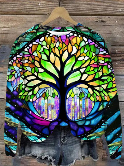 Unisex Colorful Tree Of Life Art Flower Arrangement Print Sweatshirt