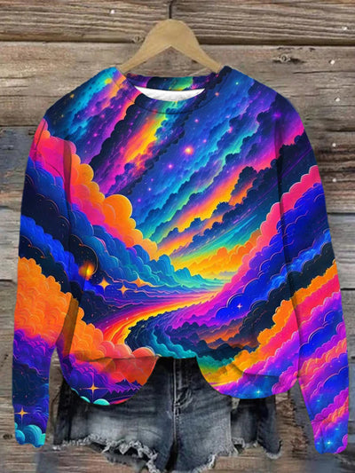 Unisex Colorful Landscape Art Abstract Print Sweatshirt