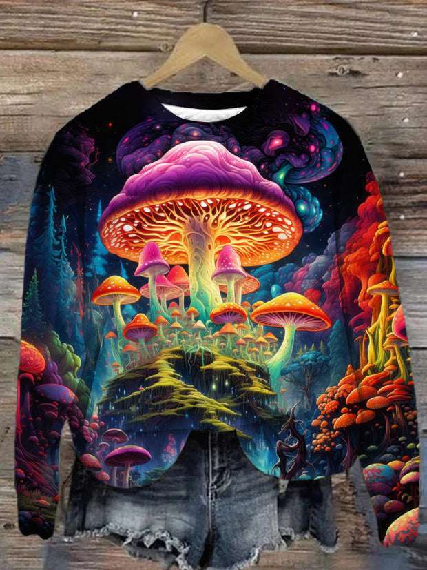 Unisex Mushroom Art Abstract Print Sweatshirt