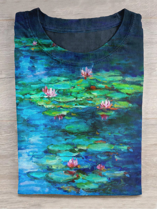 Water Lily Pond Art Print Unisex Crew Neck T-Shirt